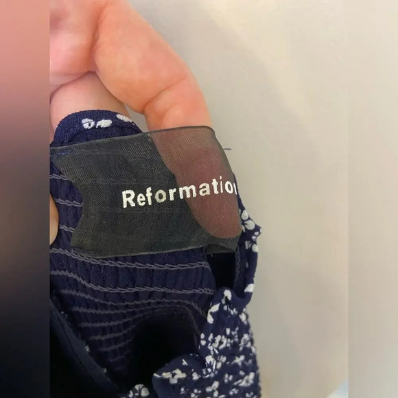 Reformation Chantilly Smocked Tube Mini Dress Floral Blue & White Size Large - Picture 10 of 10